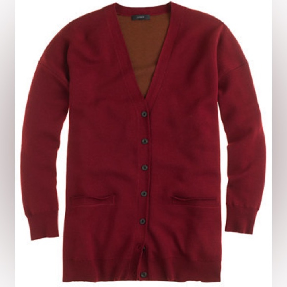 Merino Wool Double Knit Long Cardigan Sweater